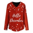 thumbnail image 4 of Puntoco - Camiseta de manga larga con cuello en V para mujer, informal, con estampado de copos de nieve de Navidad Puntoco Puntoco-5229, 4 of 4