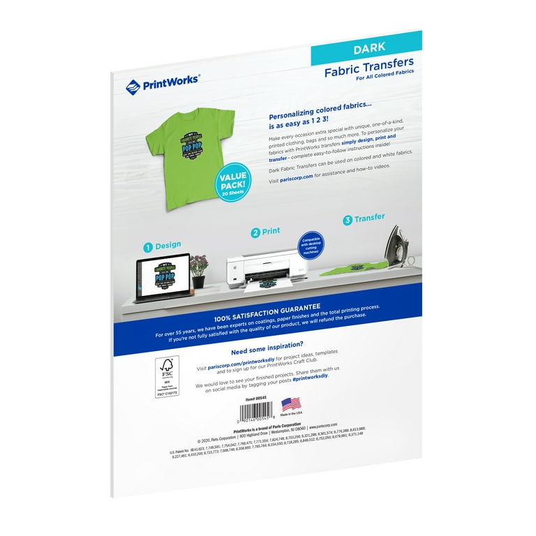 Printworks Dark & Light T-Shirt Transfers for Inkjet Printers, 5