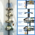 thumbnail image 3 of Auledio Corner Shower Caddy Tension Pole - 62-115INCH - 4-Tier Rustproof Bathroom Organizer Shelves, Adjustable Bathtub Tub Shampoo Storage, 3 of 9