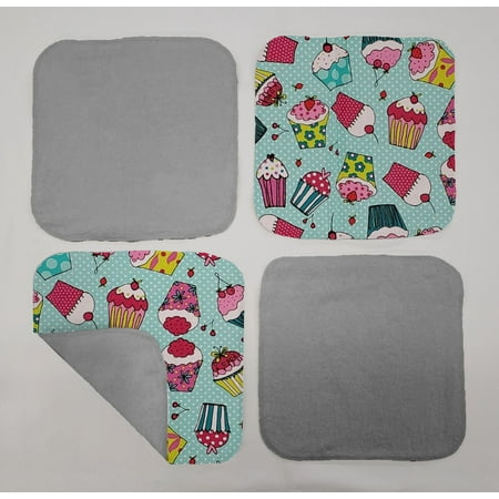 

Teal Cupcake Washcloths (Set of 4) (Towel Color: Gray)