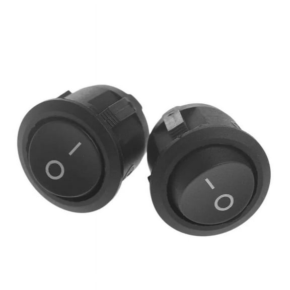 2x Round Rocker Switch Black I/O Small AC/DC SPDT On/Off Car Appliance 3/4"
