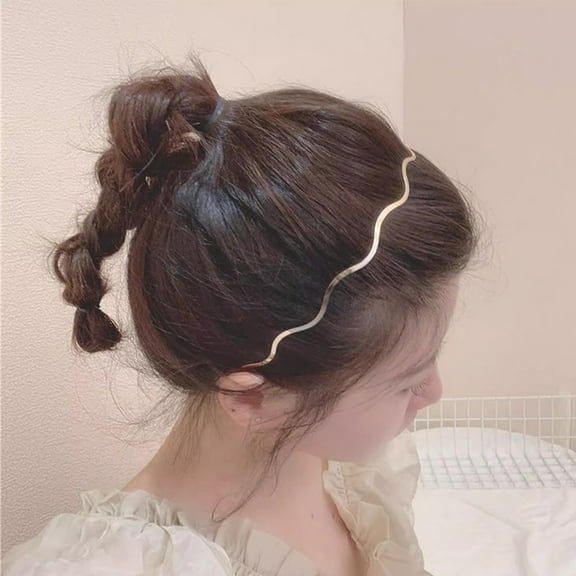 Skymirror Women Metal Headband Geometry Wave Shape Hair Hoop Non-Slip Elastic Design Bang Hairband Hair Accessories
