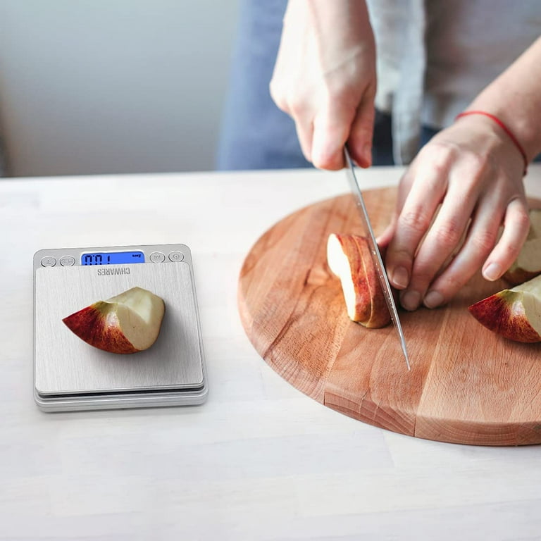 Chwares Digital Kitchen Scales, USB Rechargeable Stainless Steel