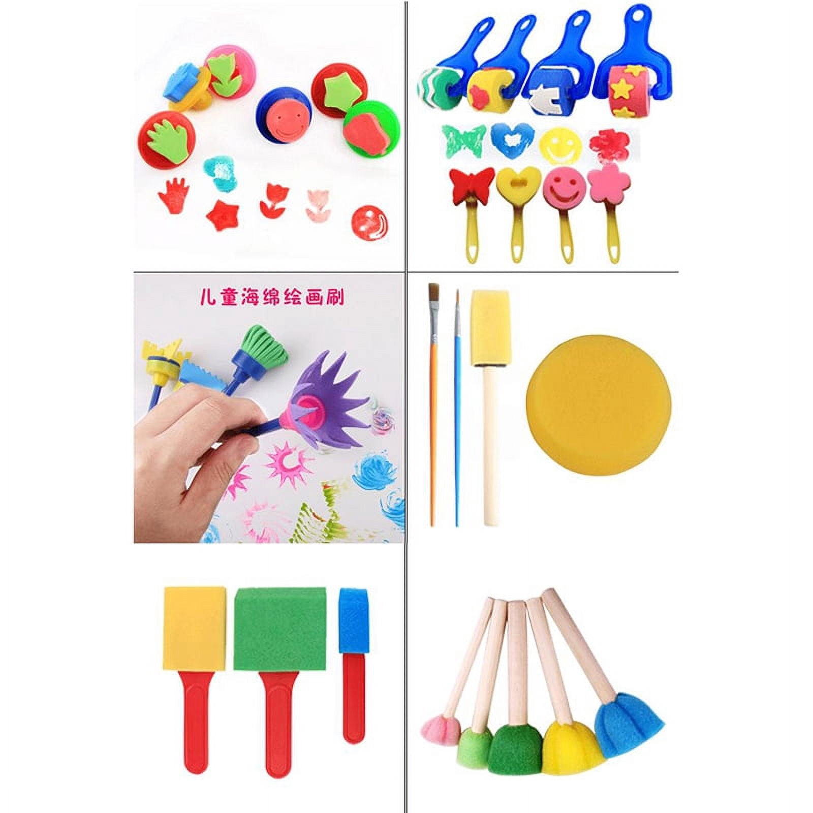 30pcs Sponge Painting Brushes Kit Mini Painting Kit Kid Drawing Brush Paint WA