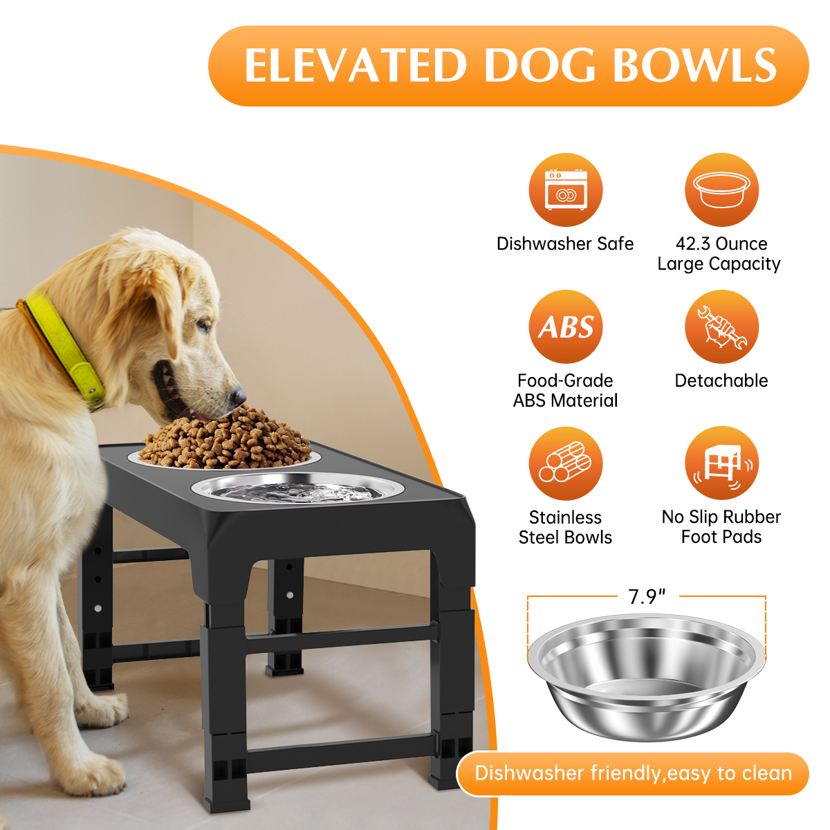 Cshidworld Elevated Dog Bowls 5 Heights Adjustable Stand photo 3