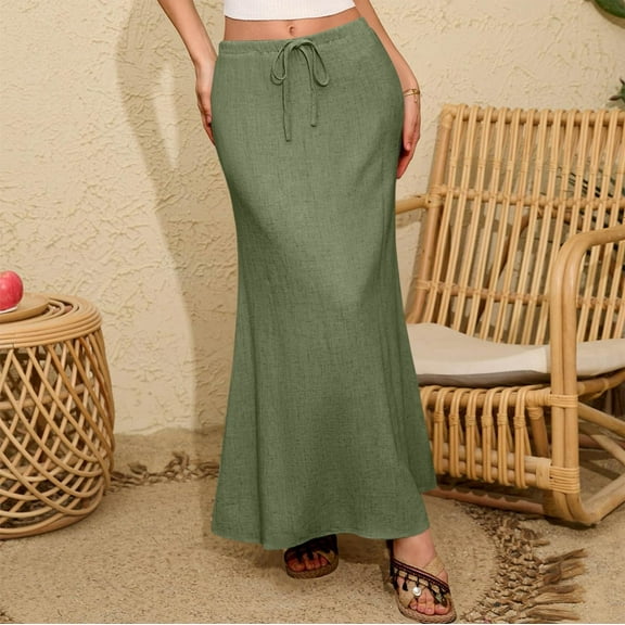 Maxi midi Skirt Bodycon Long Pencil Skirts for Women High Waist Maxi Skirt with Side Slit, Comfortable Stretch Fabric for Casual and Formal Wear, Army Green/L