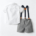 thumbnail image 4 of Grblisyd Boys Pants Sets Short Sleeve Shirt + Shorts + Bow Tie + Suspenders Kids Gentleman Outfits, 4 of 8