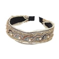 thumbnail image 4 of Minnieouse Diadema con lazo para el pelo, diadema con nudo torcido, diadema de estilo Vintage, cuentas de encaje, turbante, diademas, accesorios Nudo de cuentas negras 5piezas, 4 of 6