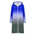 thumbnail image 4 of Olyvenn Womens Gradient Fall Fashion Jacket Tie Dye Long Trench Coat Cotton Fleece Warm Hoodies Jackets Outwear Blue S, 4 of 5