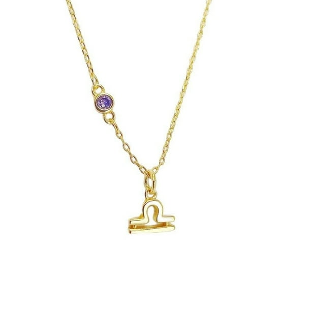 Collar con dije signo zodiaco Libra ZVEZDA chapa de oro 18k