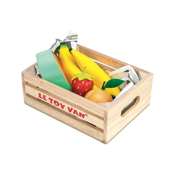 Le Toy Van Honeybake Collection Fruits '5 A Day' Caisse Alimentaire Premium Jouets en Bois pour les Enfants Âgés de 3 Ans et Plus