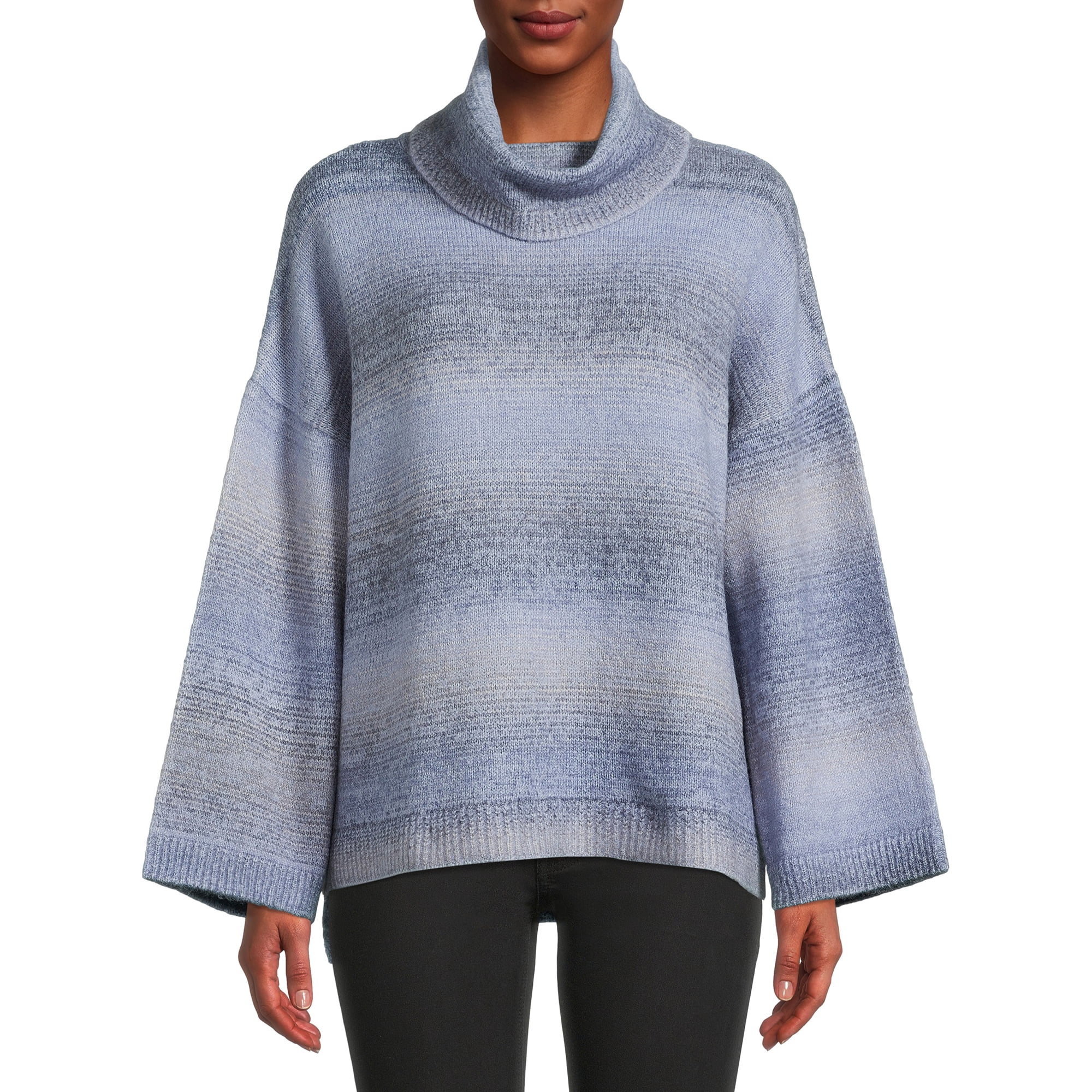 Time and Tru Women’s Ombre Cowl Neck Long Sleeve Sweater Womens