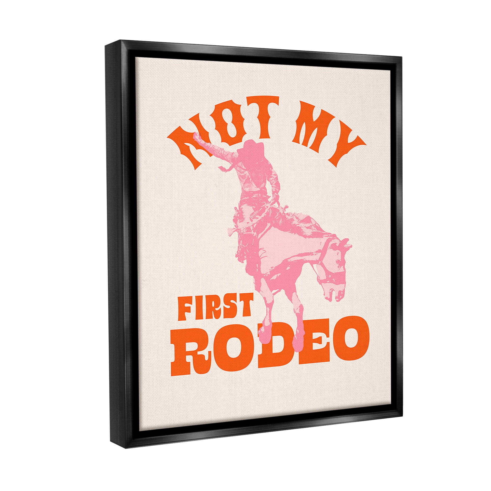 Stupell Industries Not My First Rodeo Phrase Animals & Insects Painting Black Floater Framed Canvas Art Print Wall Art, 17 x 21