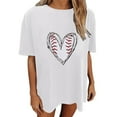 thumbnail image 1 of adviicd Hauts pour Femmes T-Shirts à Manches Courtes Col Rond Déchiré Découpé Été Décontracté Basique Blanc,L, 1 of 3