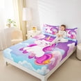 thumbnail image 3 of Erosebridal Cartoon Unicorn Girls Bed Sheets,Kawaii Cute Animals King Sheets For Kids 4-Piece, 3 of 6
