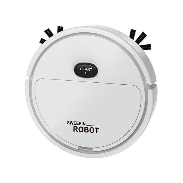 White Smart Robot Vacuum Toy Automatic Floor Cleaner For Kids Play With Pets Simulation Sweeper 8.7X8.7X2 Inches Usb Rechargeable With 60Mins Runtime