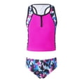 thumbnail image 3 of Aislor Kids Girls 3 Piece Tankini Swimsuit Floral Print Top with Boyshorts Bottoms Bathing Suit Swimwear, 3 of 7