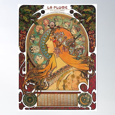 Hd. Zodiac (Original Version), By Alphonse Mucha (1896) Original Colors Poster Wall Art, Modern Wall Decor, 8x12 UNFRAMED