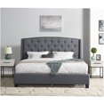 thumbnail image 2 of JERFIT Queen Size 3-Piece Upholstered Bedroom Set with Wingback Headboard, Grey Fabric Platform Bed and 2 White Nightstands for Modern Home, 2 of 10