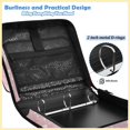 thumbnail image 4 of Zipper Binder with Shoulder Strap 2 inch 3 Ring Waterproof File Folder Organizer Bag 500 Sheet White Roses and Vines, 4 of 8
