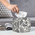 thumbnail image 4 of Tissue Box Cover, Black White Floral Paisley Leather Tissue Box Holder Square for Bathroom, Waterproof Box Cover Decorative for Vanity Countertop/Night Stands/Office Desk, 4 of 5