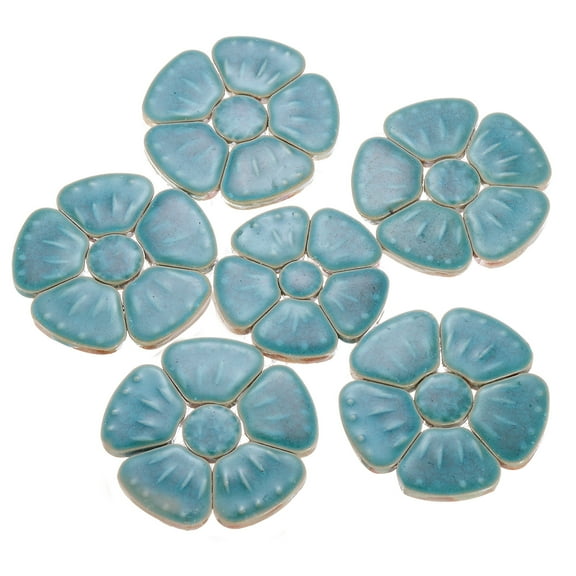 Uxcell 250g/0.55 lbs Flower Ceramics Mosaic Tiles, 3.5 - 6 cm Bulk Stained Pieces, Green