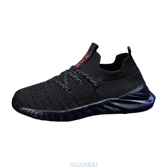 HUANBAI Breathable Mesh Girls Sneakers Lightweight Casual Running Shoes For Kids Comfortable Athletic Footwear ,(11-11.5 Years Black) Size ,3