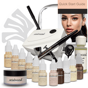 Arialwand Complete Airbrush Kit - LIGHT, W/ 6-0.25oz Foundations (Shades 100, 110, 120, 130, 140 & 150) W/ Hyaluronic Acid; Highlighter; Blush; Eyebrow & Contour; Bronzer; Translucent Powder; Cleaner