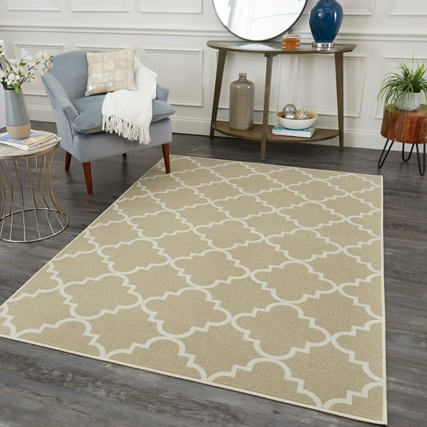 Mohawk Home Soho Fancy Trellis Oatmeal Printed Area Rug, 7'6"x10