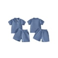 thumbnail image 2 of BemeyourBBs Toddler Baby Boy Summer Clothes Infant Baby Boy 2 Pieces Outfit Cotton Short Sleeve Solid Color Lapel Collared Shirt Tops and Shorts Set, 2 of 9