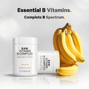 Codeage Raw Vitamin B-Complex Supplement - Essential B Vitamins with Probiotics, Digestive Enzymes, Fruits & Vegetables - 2-Month Supply - Methylfolate - Biotin - Vitamin B12 - Non-GMO - 60 Capsules