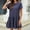 Navy, variant on Lilgiuy Women's Summer New Round Neck Short Sleeve Casual Dress Temperament A-line Skirt Women Girls Holiday Skirts Pullover Clothes