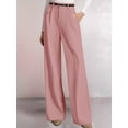 thumbnail image 5 of Womens Wide Leg Dress Pants Business Casual Flowy Work Palazzo Pants High Waisted Slacks Trousers Pink L, 5 of 10