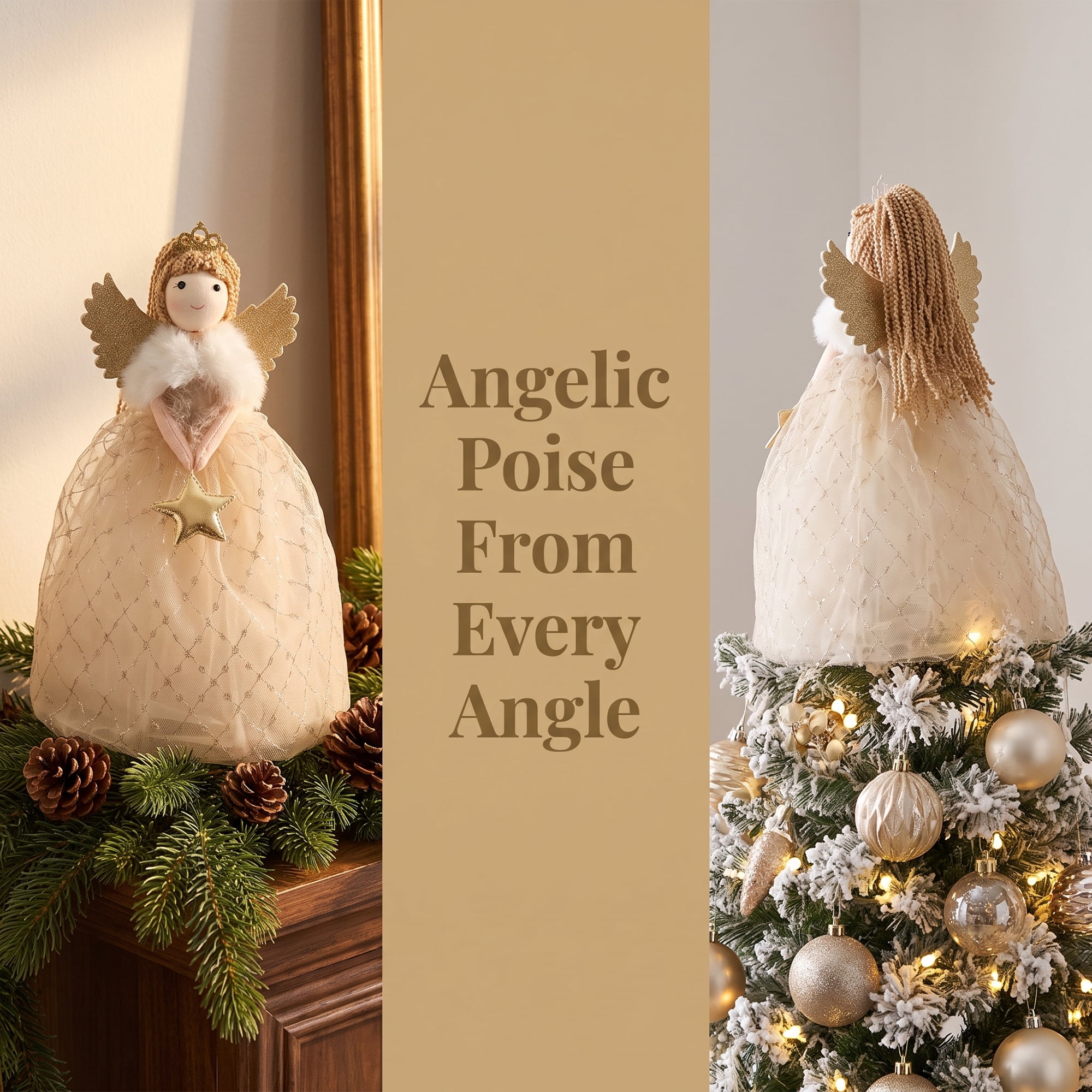 Unique Bargains Knitted Figurine Luxury Conical Canopy Accent Gold 5.9" x 3.1" x 10.2"