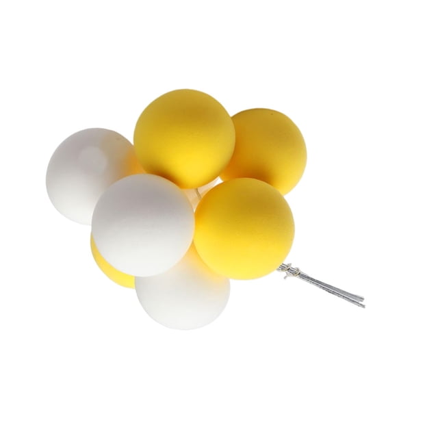Cateissary Paquete de bolas de colores, globo de arcilla, decoración para tartas, boda, DIY, tarjeta para cupcakes, bandera, globos de Decoración del hogar Amarillo blanco