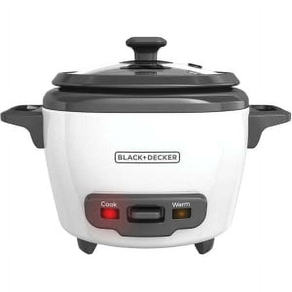 BLACK+DECKER 3-Cup Electric Rice Cooker with Keep-Warm Function, White,  RC503