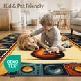 thumbnail image 4 of ODIKA 5'x7' Washable Area Rug Guitar Rock Music Themed Vintage Vinyl Amplifier Motifs Record for Small Living Room, Bedroom, Easy Care, Non-Shedding, Pet Friendly, 4 of 7