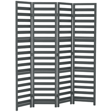 HOMCOM 5.6' 4 Panel Room Divider Folding Privacy Screen Panel, White / Grey