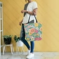 thumbnail image 4 of FORMRS Womens Canvas Tote Bag with Zipper Inner Pocket Shoulder Handbag, Floral Pattern, 4 of 7