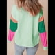 thumbnail image 4 of Camisetas de Larga para Mujer 2025, Cuello Redondo, Bloques de Color Verde L, 4 of 6