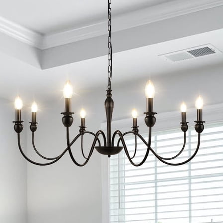 Modern Dining Room Farmhouse Chandelier Pendant Light Black Fixture Candle Lamp