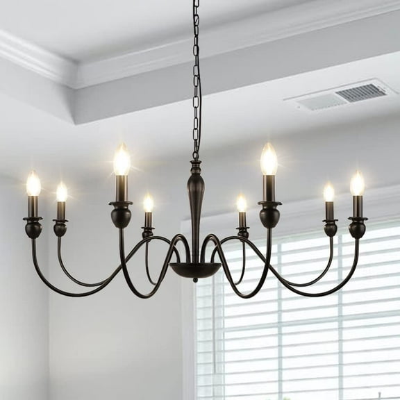 Modern Dining Room Farmhouse Chandelier Pendant Light Black Fixture Candle Lamp
