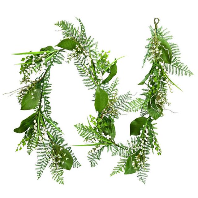 6 ft. White Mini Flowers Greenery Garland