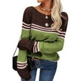 thumbnail image 2 of Sarapandan Women's color block long sleeve crew neck knitted sweater striped Sarapandan, 2 of 5