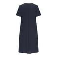 thumbnail image 6 of Patlollav Womens Summer Fashion Solid Color Pocket Short Sleeve V-Neck Dress, 6 of 6