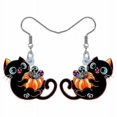 thumbnail image 1 of Pendientes colgantes de gato negro con calabaza para Halloween Yuxing Aleación chapada en oro de 18 quilates, 1 of 5