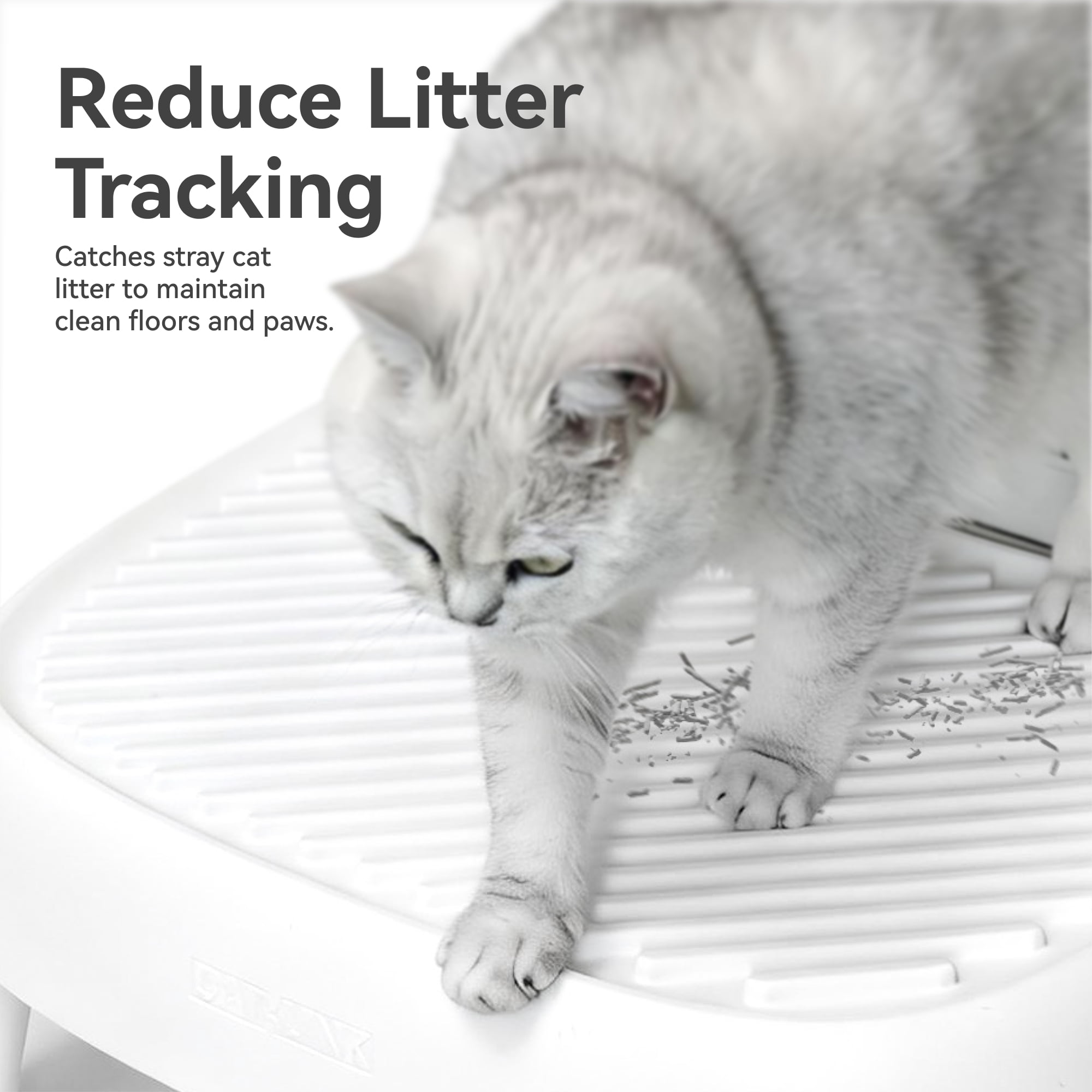 CATLINK Pet Ramp for Open Top Automatic Cat Litter Box, Suitable for Senior, Kitten, Obese Cats, Easy Access Step with Litter Trapping Design, White