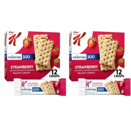 Kellogg's Special K Strawberry Chewy Pastry Crisps, Ready-to-Eat, 100 Calorie Snacks, 12 Crisps (2 pack)