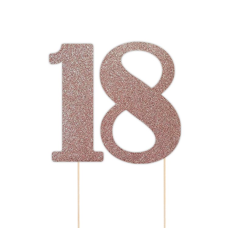 18 Cake Topper Debut Theme Glitter Rose Gold