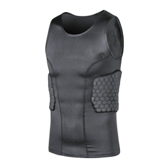 DGYAO Padded Protective Shirt Breathable Sleeveless Sports Vest Adult Black -XXL